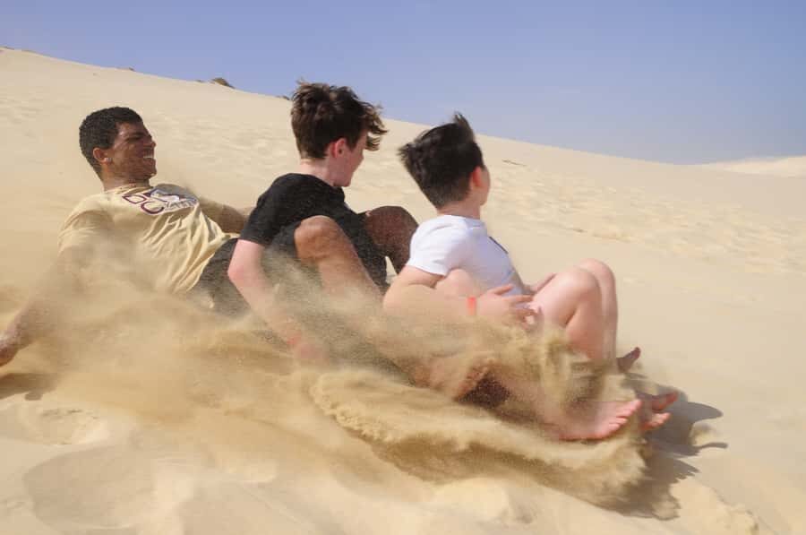 From Boa Vista: Sandboarding Adrenaline down the big Dunes - From your hotel to Morro de Areia: the 4x4 start matters